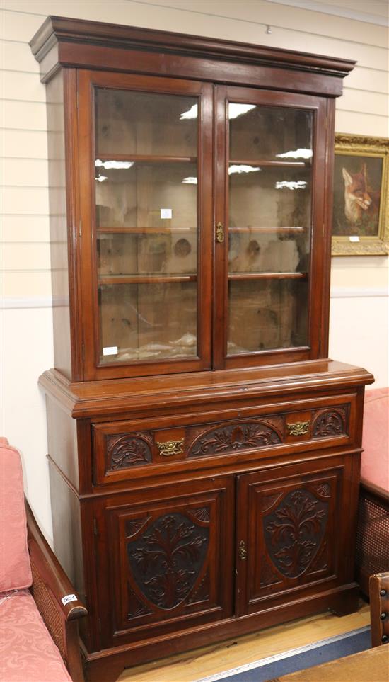 An Edwardian carve walnut secretaire bookcase, H.226cm